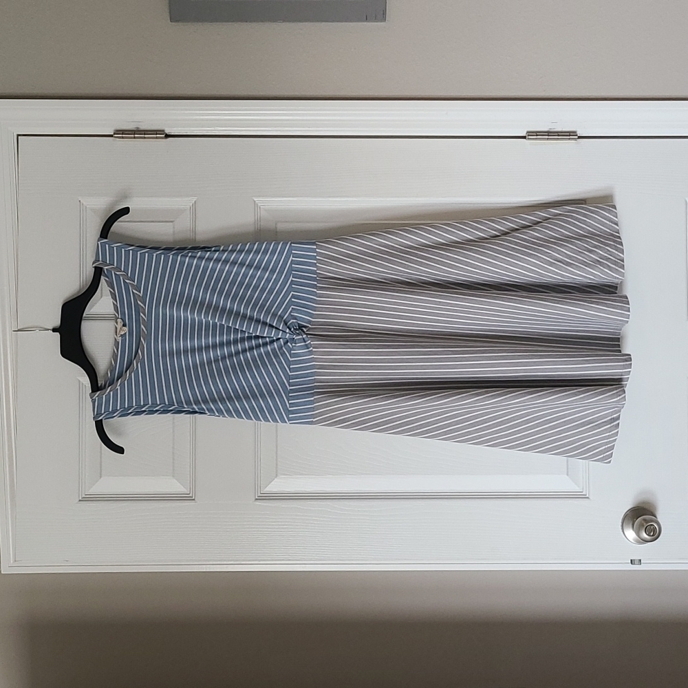 Blue and grey stripped dress